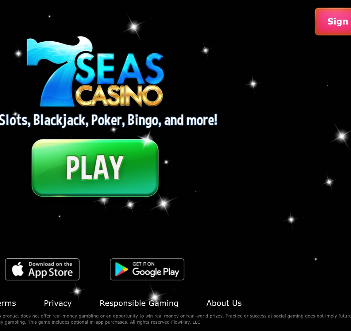 7 Seas Casino desktop interface with social casino and destination features